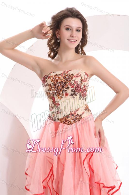Informal Empire Sweetheart Watermelon Long Appliques Organza Prom Dress