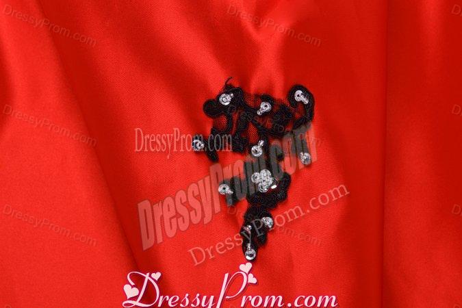 Strapless Red and Black Quinceanera Dress with Appliques with Beading