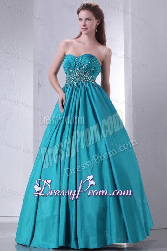 Sweetheart A-line Beaded Decorate Waist Quinceanera Dress in Turquoise