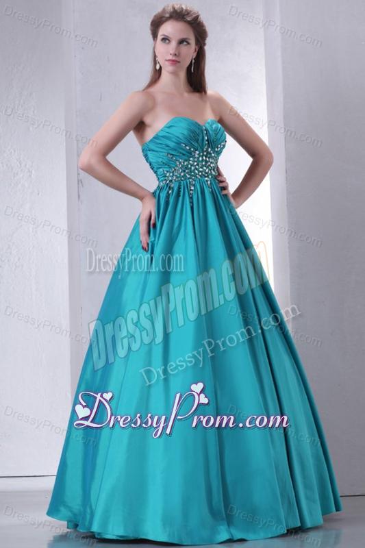 Sweetheart A-line Beaded Decorate Waist Quinceanera Dress in Turquoise