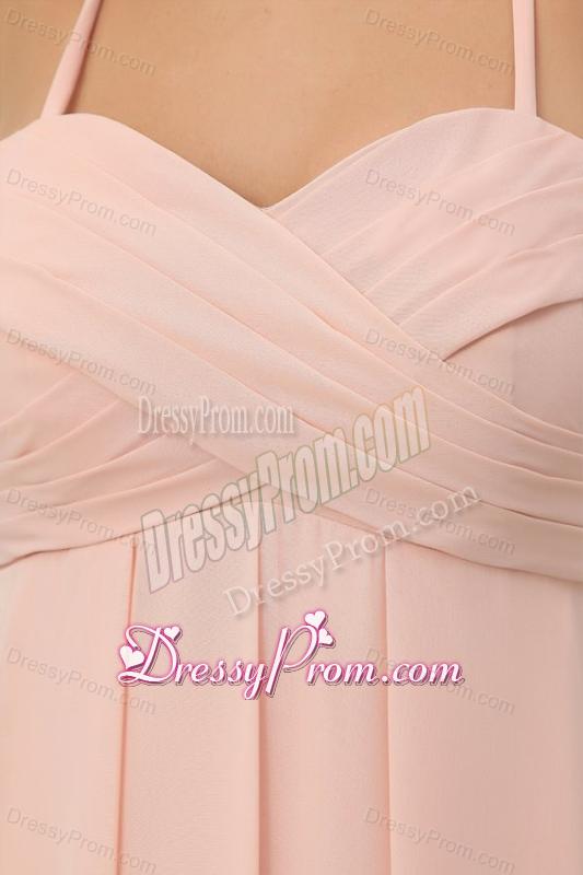 Baby Pink Spaghetti Straps Chiffon Prom Cocktail Dress