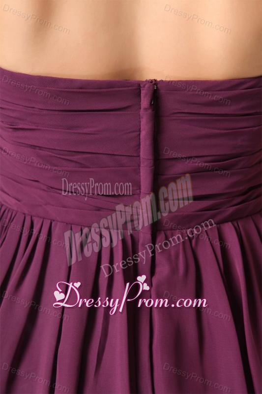 Purple Ruching Short Prom Dress with Knee-length