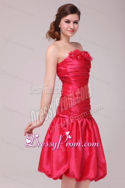 Red Mermaid Strapless Appliques and Ruching Prom Dress