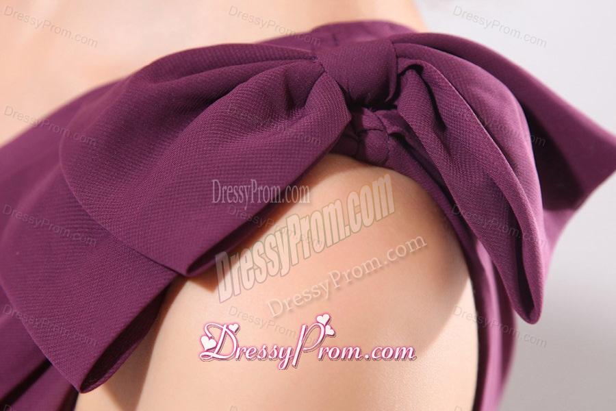 Column One Shoulder Floor-length Beading and Bowknot Prom Dress
