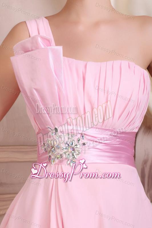 Baby Pink Strapless Short Mini-length Prom Dress with Beading