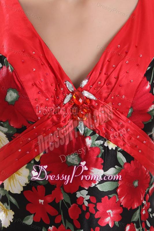 Column V-neck Floor-length Criss Cross Elastic Woven Satin Prom Dress