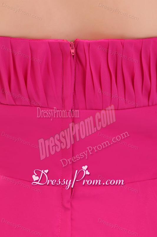 Empire Hot Pink Strapless Ruching Chiffon 2013 Prom Dress