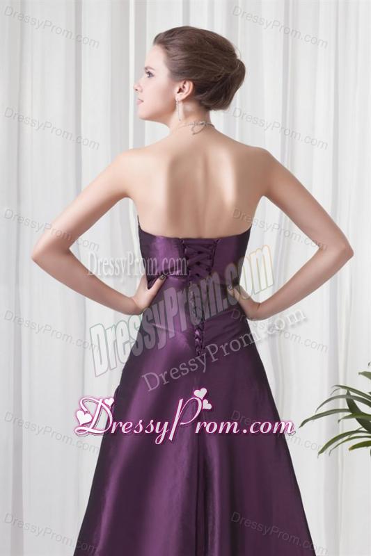 Empire Sweetheart Purple Appliques Long Lace Up Prom Dress