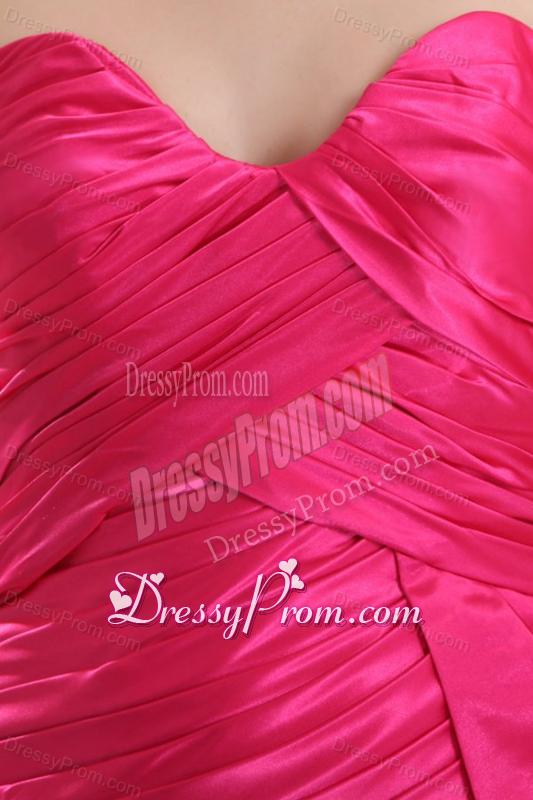 Hot Pink Sweetheart Ruching Mini-length Prom Dress