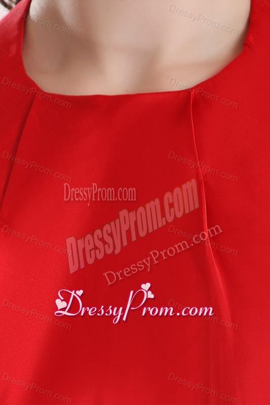 Simple Empire Halter Chiffon Red Brush Train Prom Dress