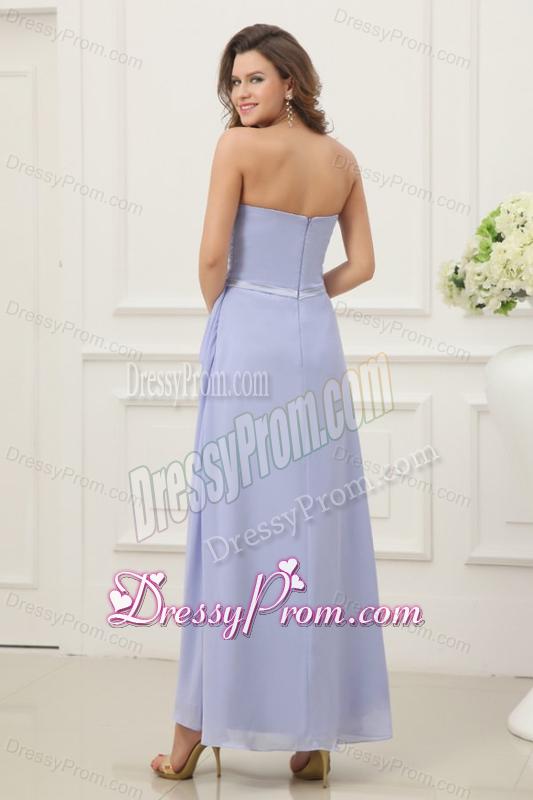 Strapless Empire Chiffon Ankle-length Prom Dress with Ruche