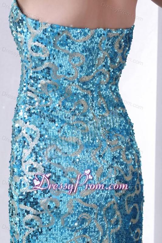 Brand New Strapless Column Sequins Mini-length Prom Dress in Teal