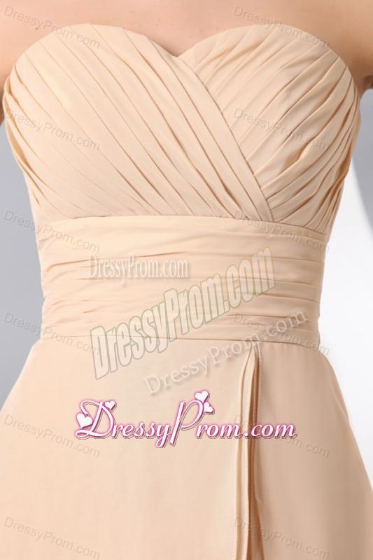 Champagne Sweetheart Knee-length Chiffon Prom Dress with Ruche