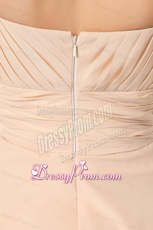 Champagne Sweetheart Knee-length Chiffon Prom Dress with Ruche