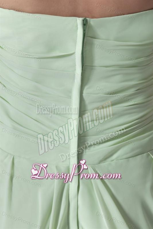 Elegant Empire Strapless Green Court Train Ruching Prom Dress