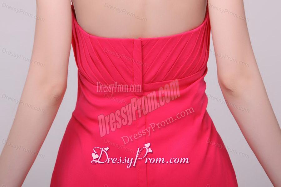 Empire Halter Top Neck Red Beading Ankle-length Prom Dress