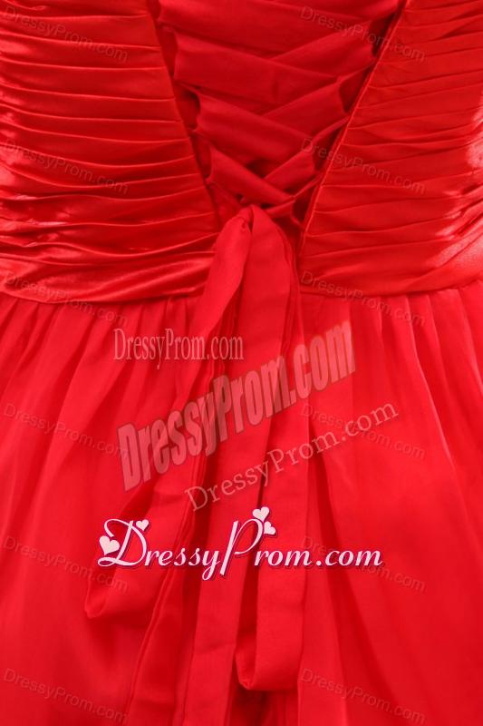 Light Blue V-neck Beading and High Silt Prom Dress in Chiffon