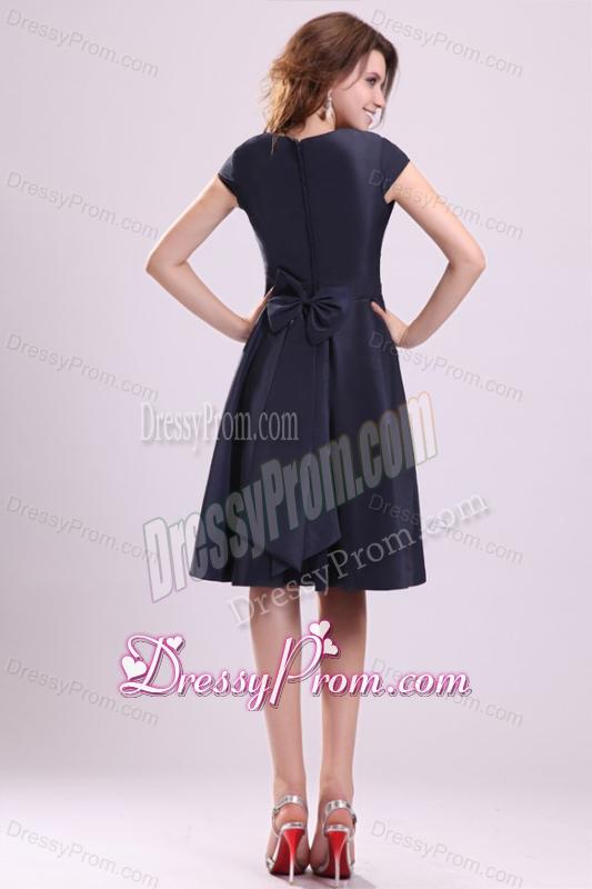 Navy Blue Scoop Short Prom Dress with A-line Knee-length