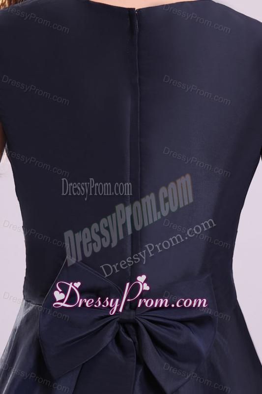 Navy Blue Scoop Short Prom Dress with A-line Knee-length