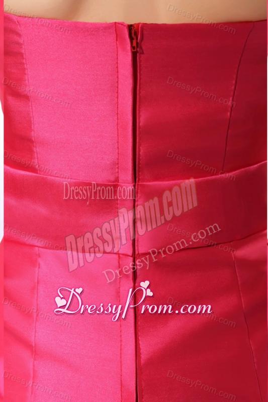 Simple Mini-length Strapless Prom Dress with Beaded Bowknot