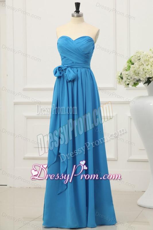 Sweetheart Empire Chiffon Ruche and Bowknot Prom Dress in Teal