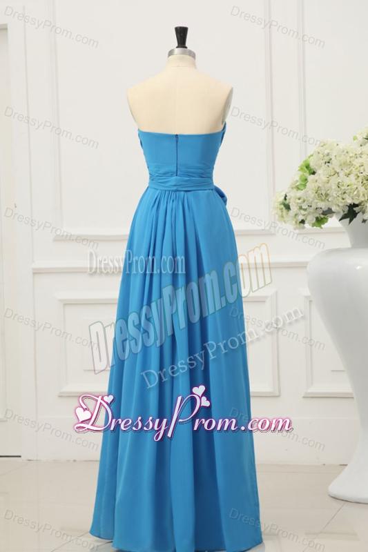 Sweetheart Empire Chiffon Ruche and Bowknot Prom Dress in Teal