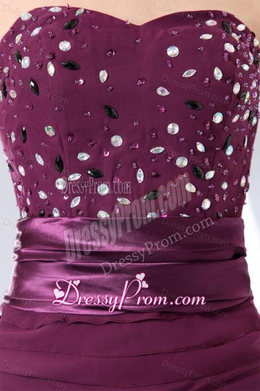 2013 Column Purple Sweetheart Beading and Ruching Prom Dress