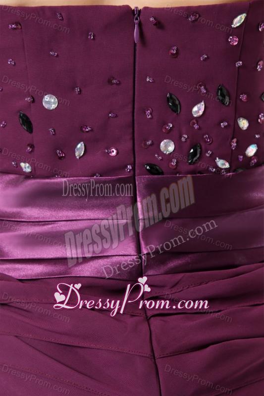 2013 Column Purple Sweetheart Beading and Ruching Prom Dress