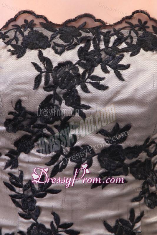 Discout Column Strapless Floor-length Tulle Appliques Black Prom Dress