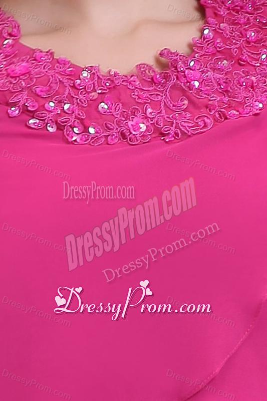 Empire Scoop Prom Dress with Embroidery and Ruffled Layers