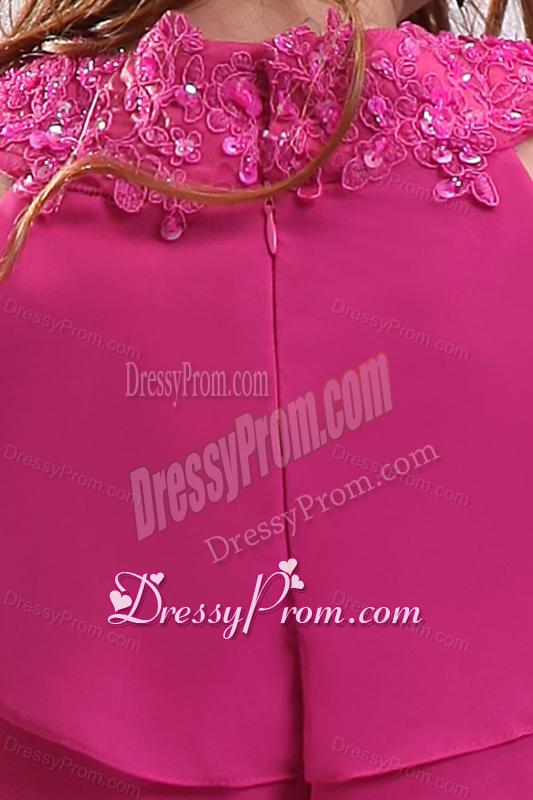 Empire Scoop Prom Dress with Embroidery and Ruffled Layers