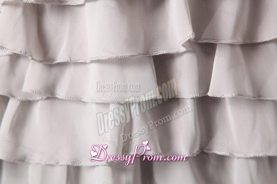 Gray Ruffled Layers Sweetheart Prom Dress with Knee-length