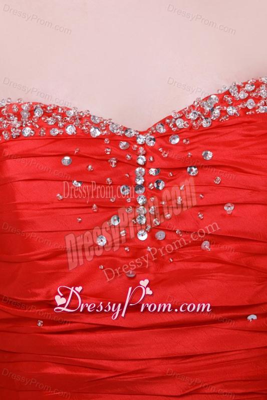 Mermaid Sweetheart Floor-length Beading Red Prom Dress with Lace Up