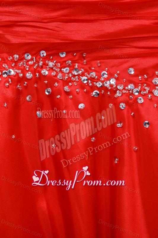 Mermaid Sweetheart Floor-length Beading Red Prom Dress with Lace Up