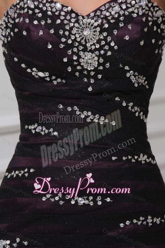 Mermaid Sweetheart Purple Tulle 2014 Perfec Prom Dress with Beading