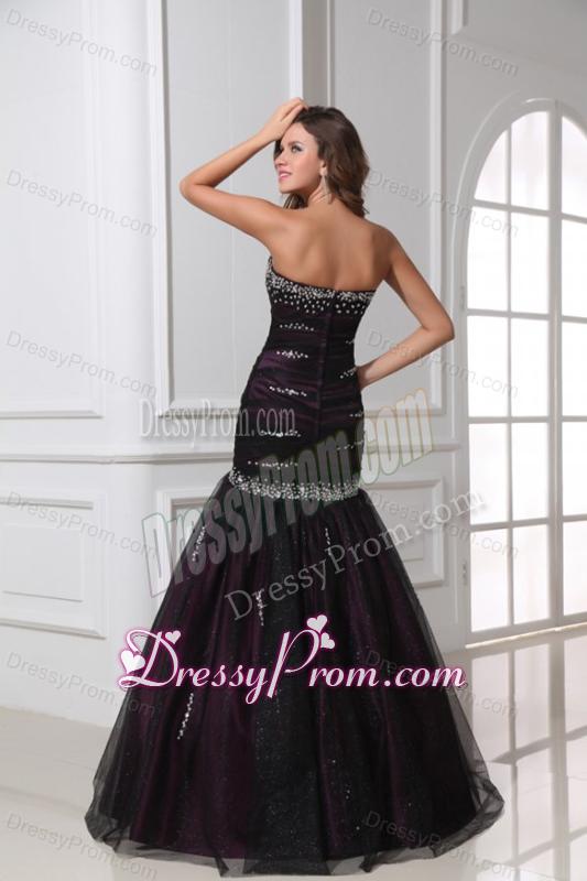 Mermaid Sweetheart Purple Tulle 2014 Perfec Prom Dress with Beading