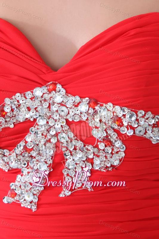 Red Short Prom Dress with Sweetheart Beaded Mini-length