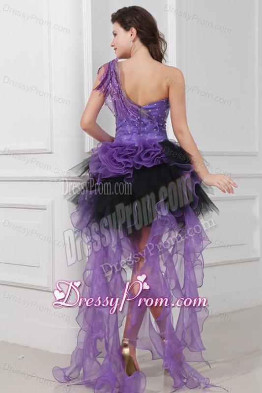 Sexy High-Low Prom Dress with One Shoulder Ruffles