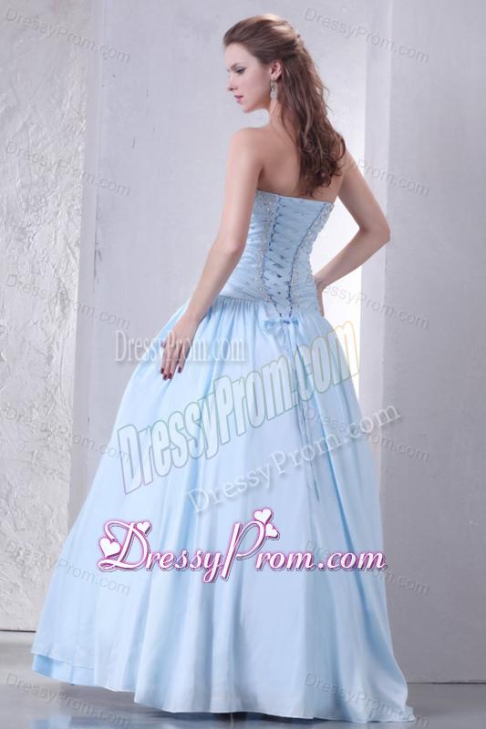 Sweetheart A-line Taffeta Beaded Decorate Prom Dress for 2014 Spring