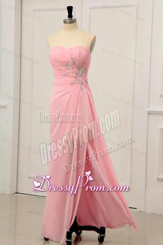 Sweetheart Chiffon Empire Rhinestone and Beading Prom Dress with High Silt
