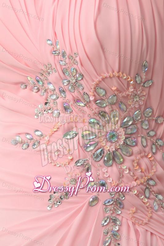 Sweetheart Chiffon Empire Rhinestone and Beading Prom Dress with High Silt