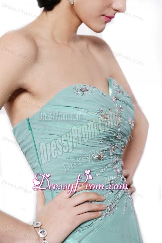 Apple Green Sweetheart Appliques Brush Train Prom Dress
