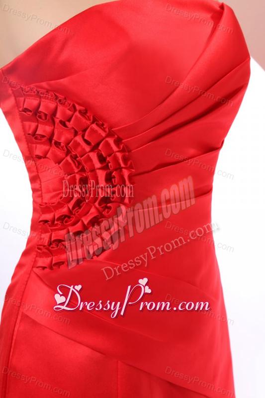 Brand New Strapless Mermaid Red Ruche Floor-length Prom Dress
