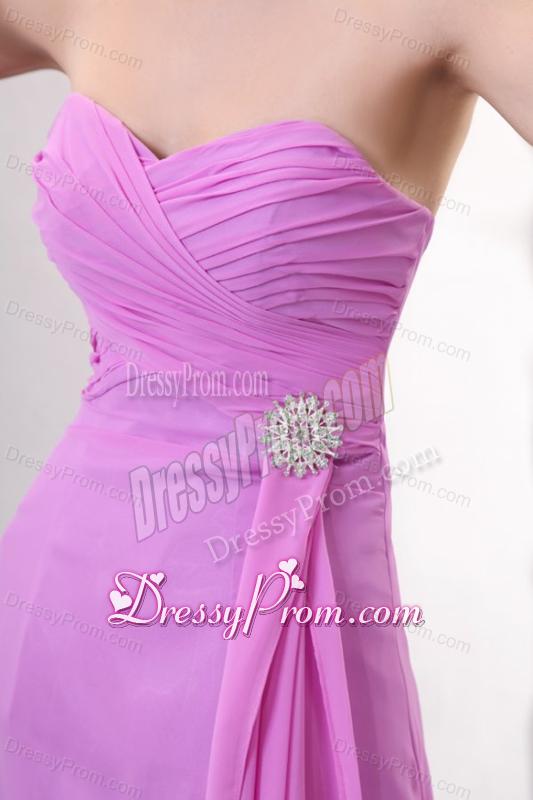 Lilac Empire Sweetheart Ruched Prom Dress with Brush Train