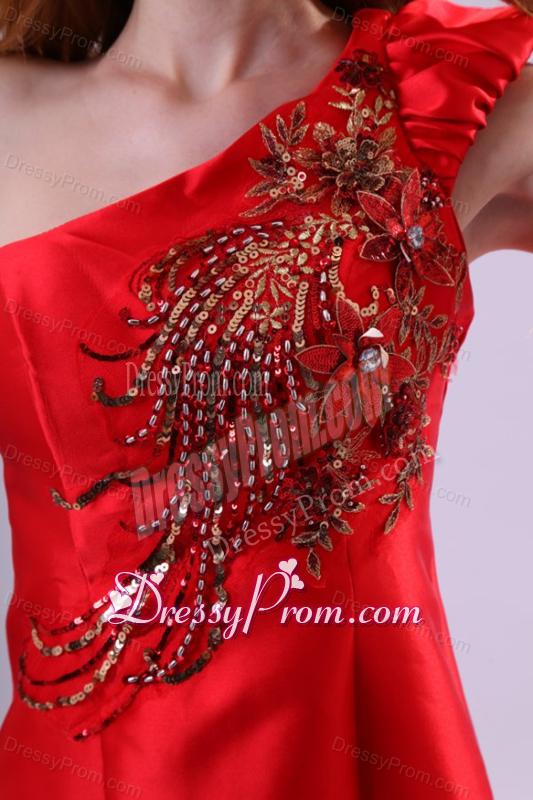 Mermaid Red One Shoulder Embroidery with Beading Prom Dress