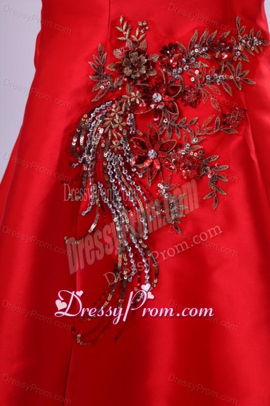 Mermaid Red One Shoulder Embroidery with Beading Prom Dress