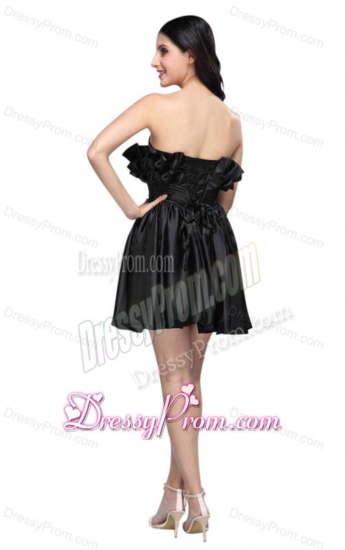 Sweetheart Mini-length Beaded Decorate Black Prom Dress for 2014