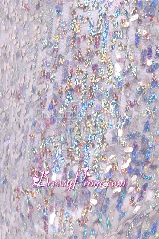 Column Sliver One Shoulder Sequins Mini-length Prom Dress