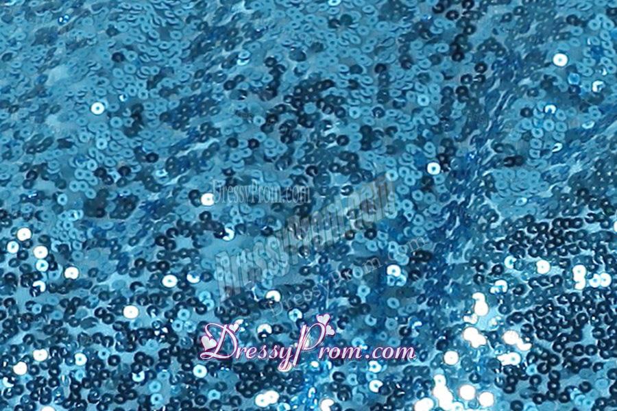 Column Teal One Shoulder Sequin Mini-length Prom Dress