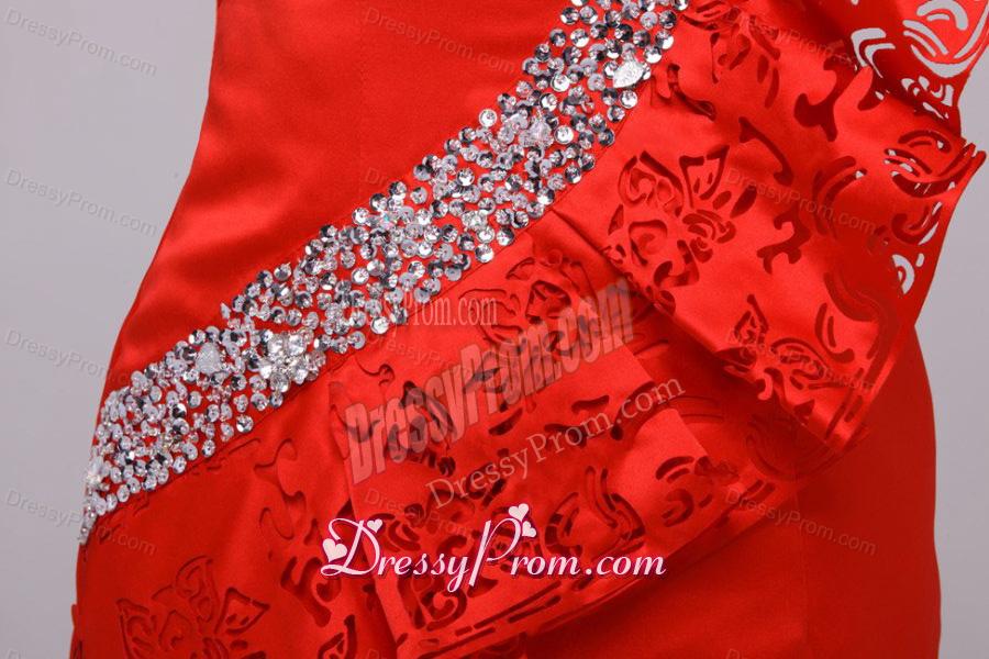 Column Wine Red Strapless Beading and Ruching Prom Dress